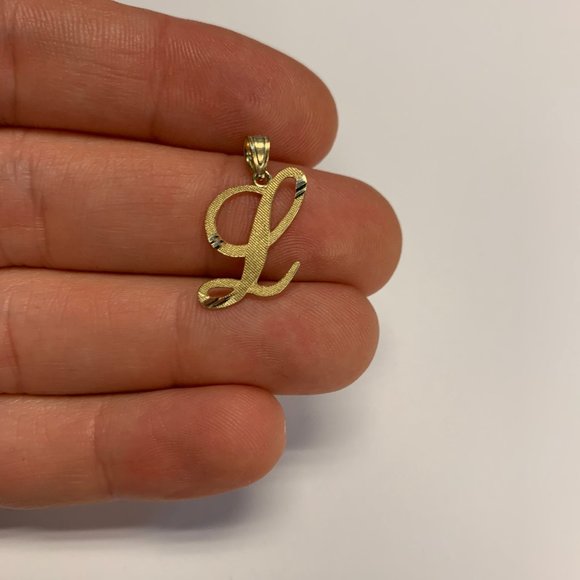 10k Solid Gold L Initial Pendant - Personalized Jewelry Gifts for Her - Picture 3 of 5